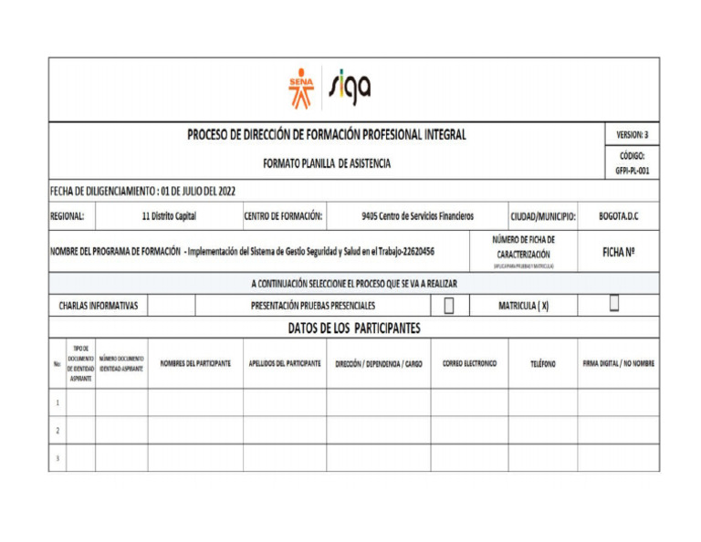 Formulario Sena | PDF