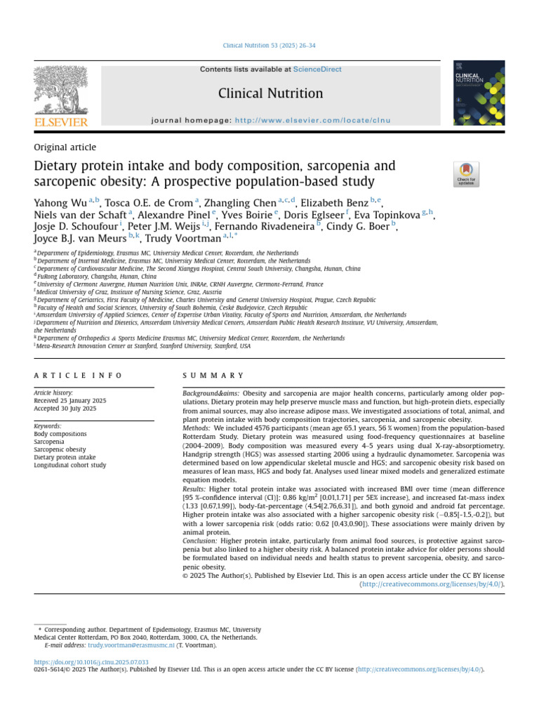 Dietary Protein Intake and Body Composition, Sarco | PDF | Eating | Obesity