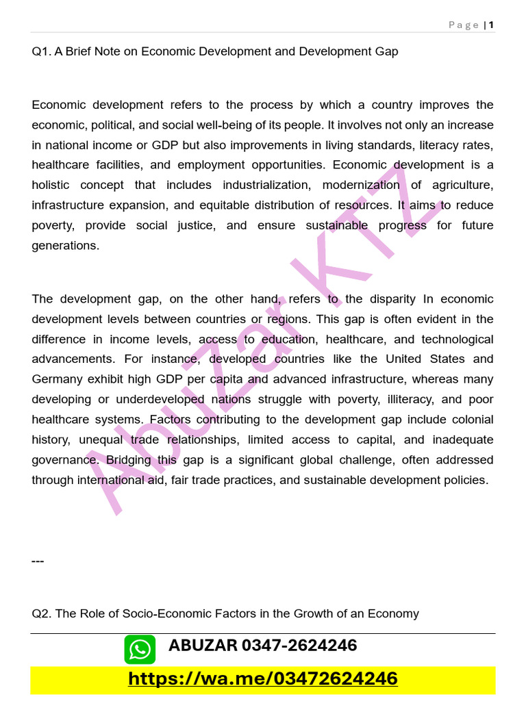 Economic Development and Challenges in Pakistan | PDF | Agriculture ...