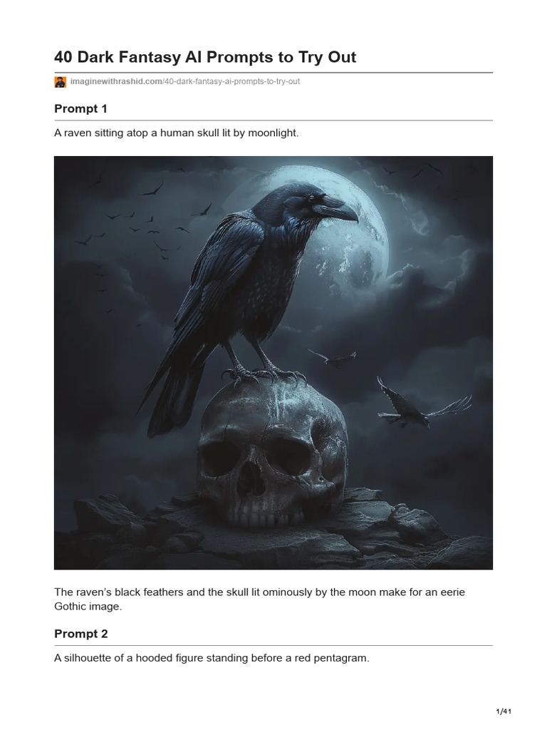 40 Dark Fantasy AI Art Prompts | PDF