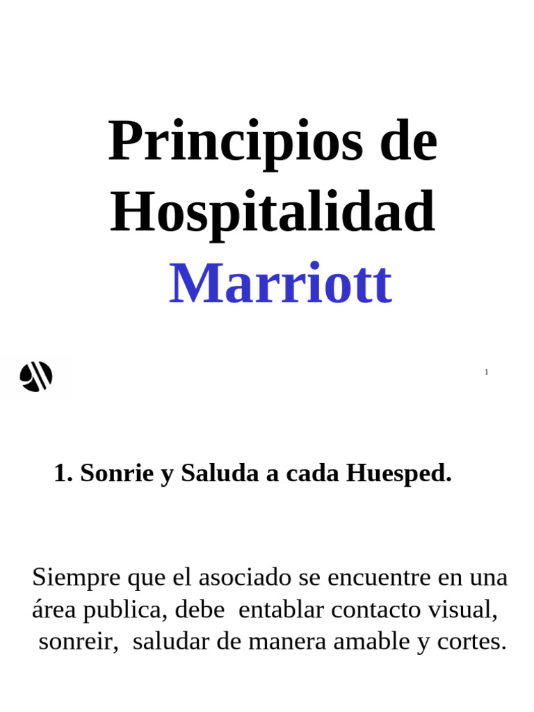 Marriott - Principios de La Hospitalidad | PDF