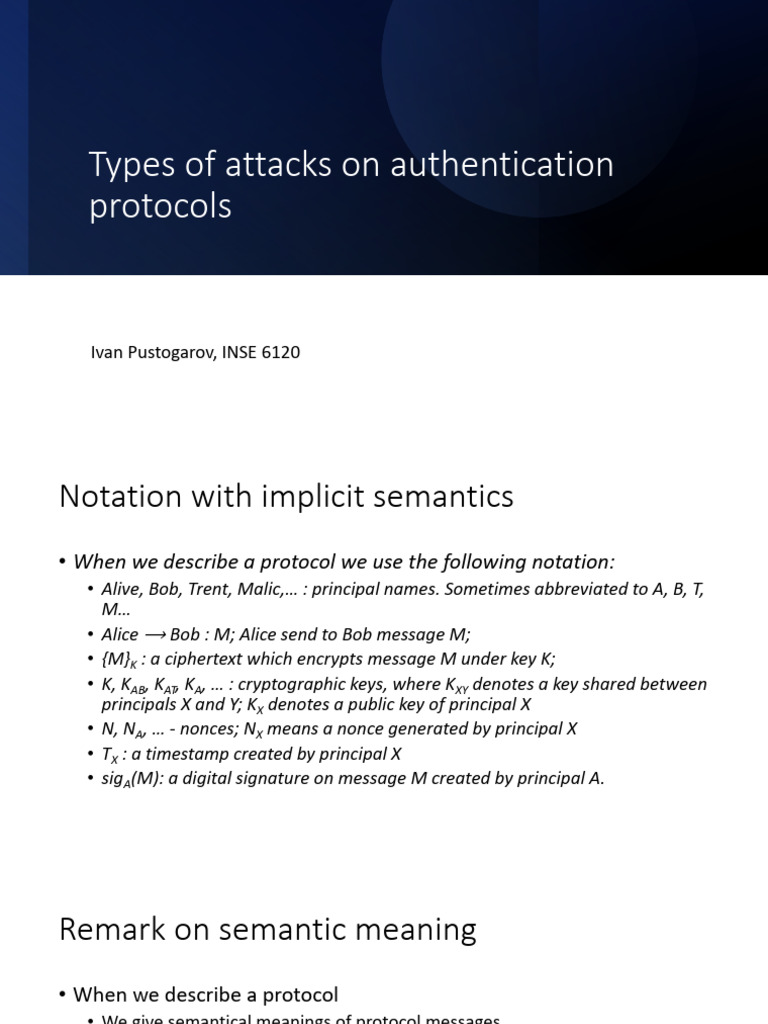 Types of Attacks On Authentication Protocols | PDF | Security ...