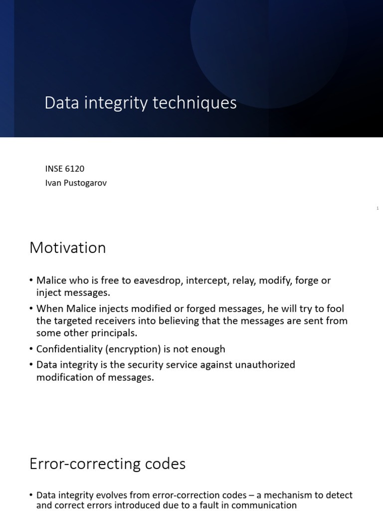 Data Integrity Techniques | PDF | Encryption | Computer Security