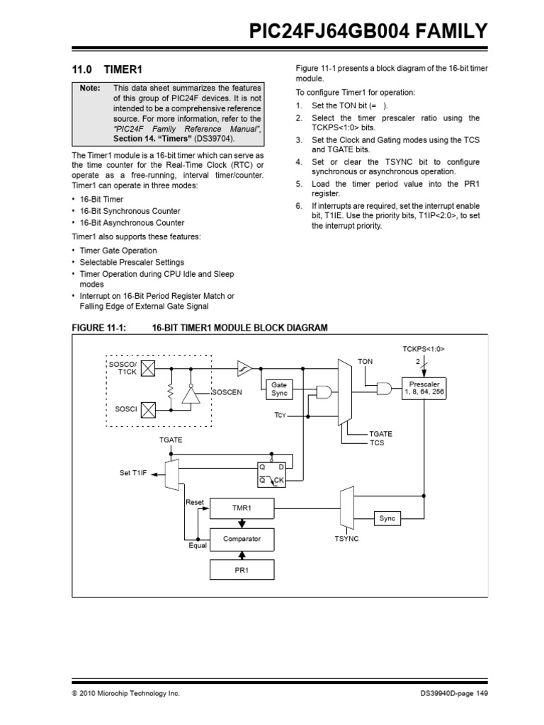 PIC24FJ64GB004 Timer1 Overview | PDF | Timer | Electrical Engineering