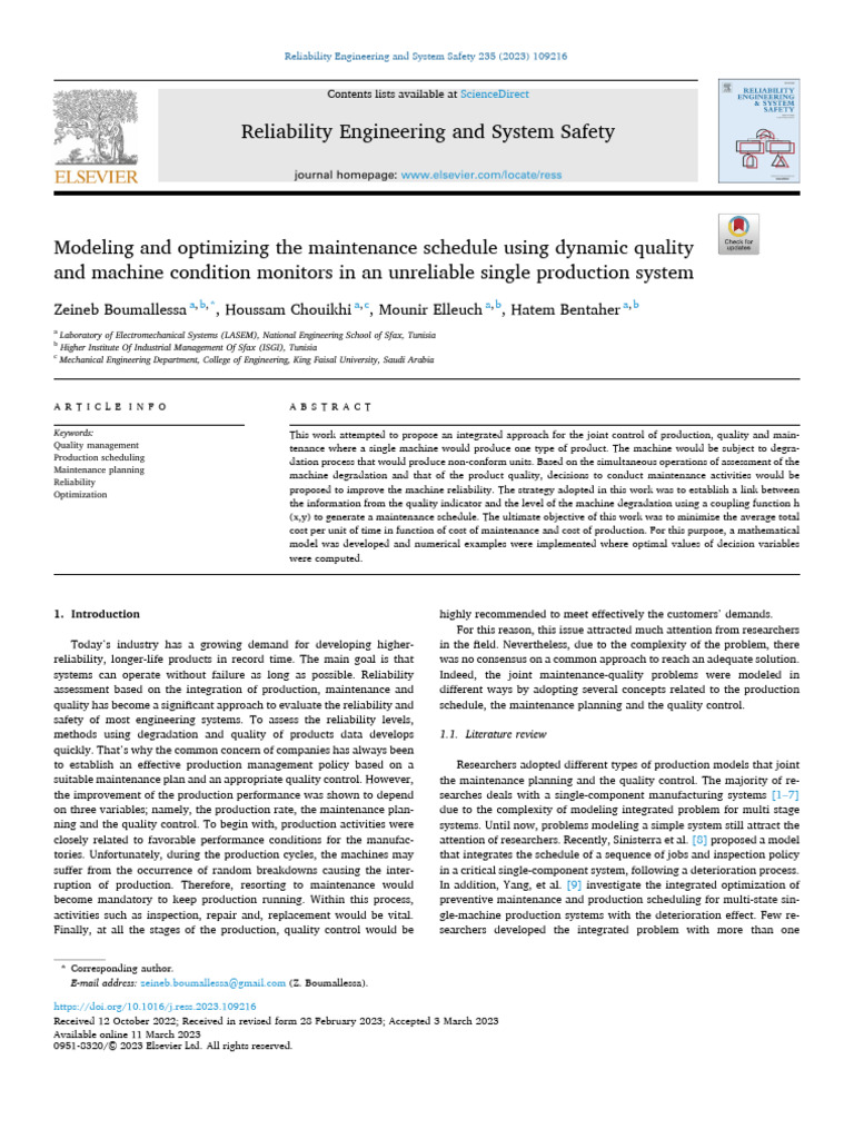 Optimize Maintenance for Production Systems | PDF | Reliability ...