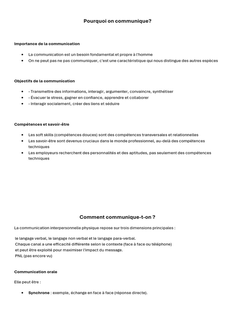 Importance et techniques de communication | PDF | Savoir-être ...