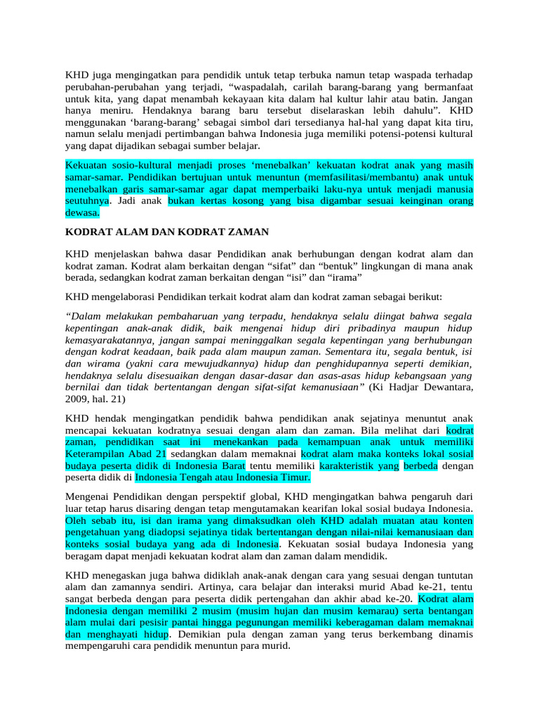 Pendidikan Berdasarkan Kodrat Alam dan Zaman | PDF