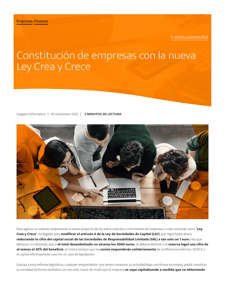 Constitución de Empresas Con La Nueva Ley Crea y Crece | PDF | Business ...