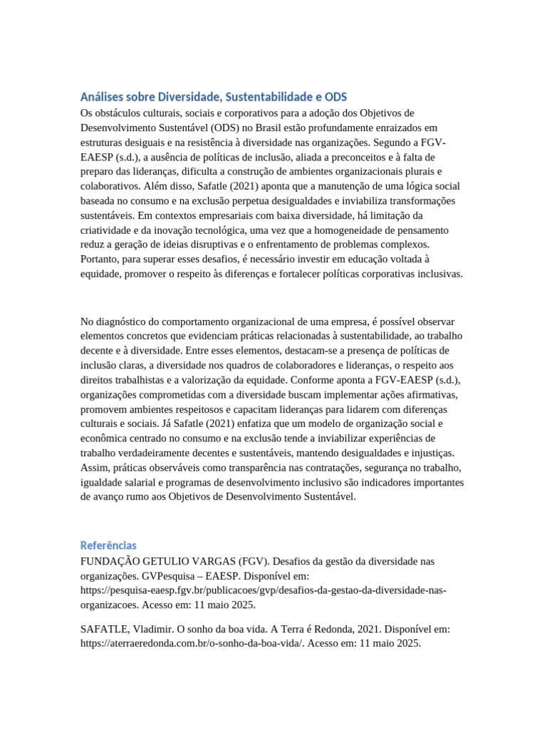 Diversidade e Sustentabilidade no Brasil | PDF | Sustentabilidade ...