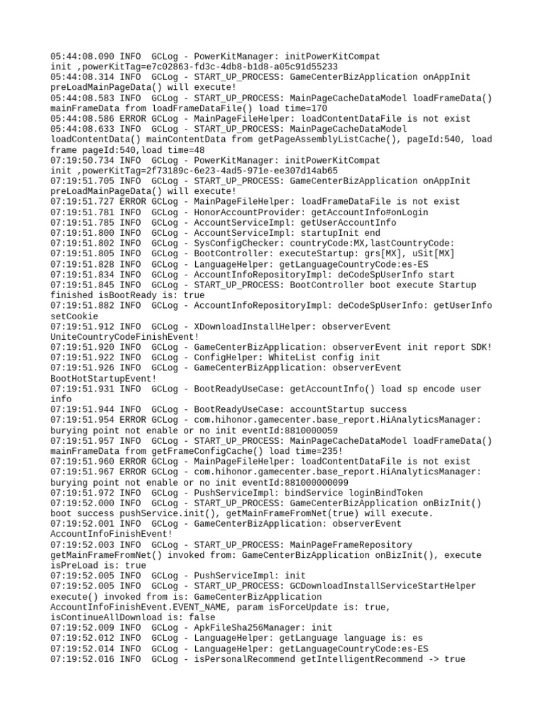 GameCenter Application Startup Logs | PDF | Internet | Computer Engineering