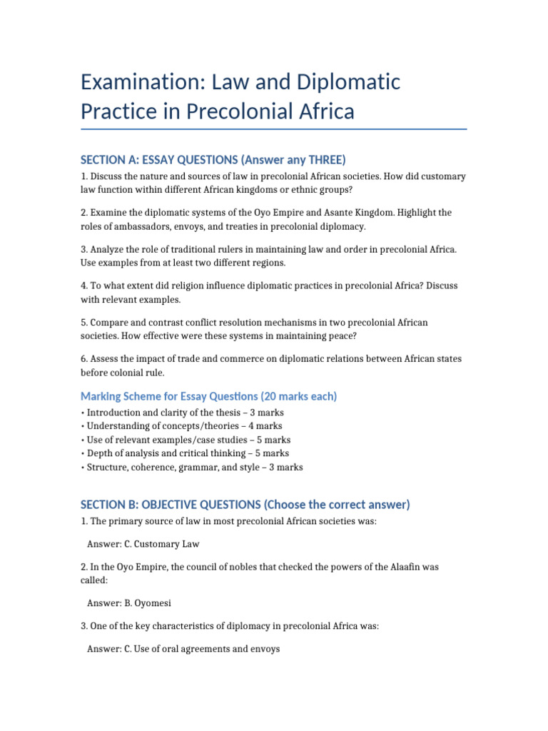 Law and Diplomacy in Precolonial Africa | PDF | Diplomacy | Colonialism