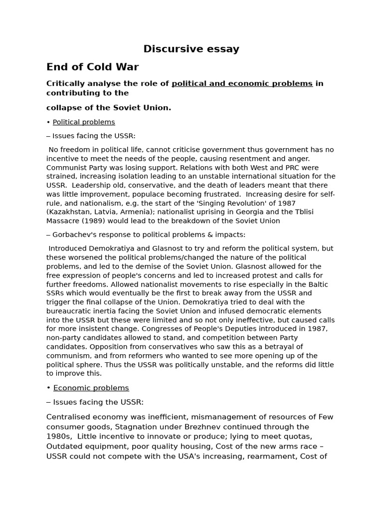 Political and Economic Causes of USSR Collapse | PDF | Cost Of Living ...