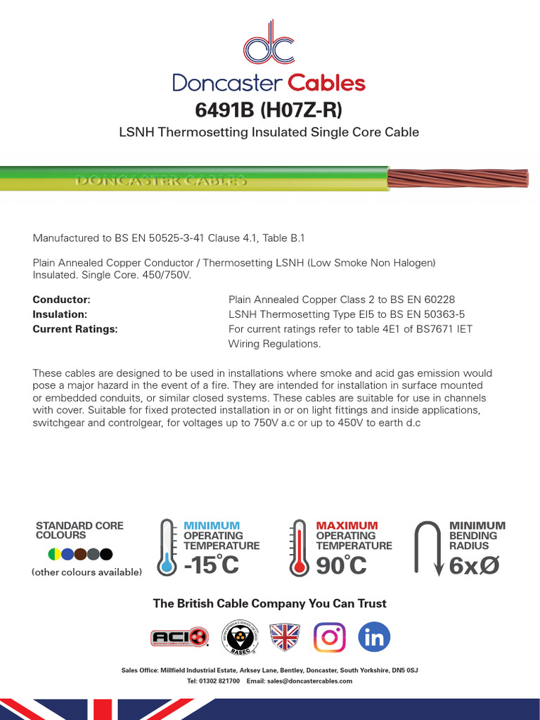 Single Core - LSNH - 6491B - Data - Sheet (Thermosetting, LSNH ...