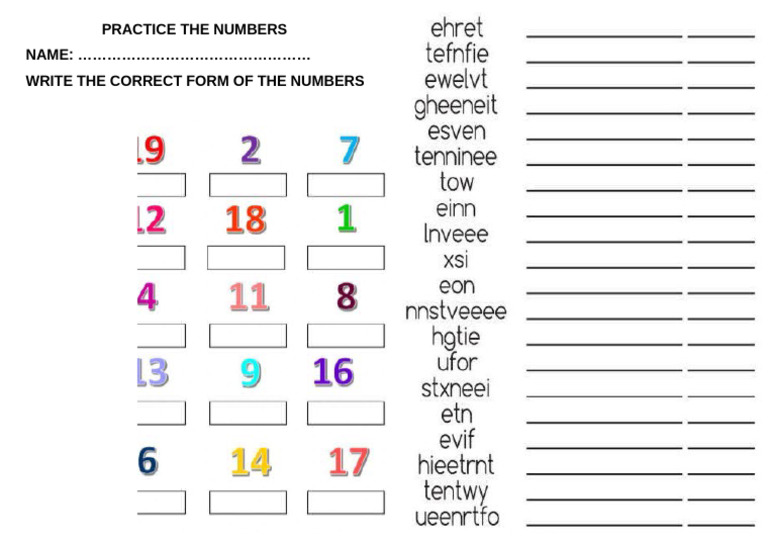 Practice The Numbers | PDF