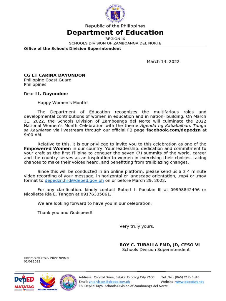 2023 Sample Letter - Semi - Block Style | PDF