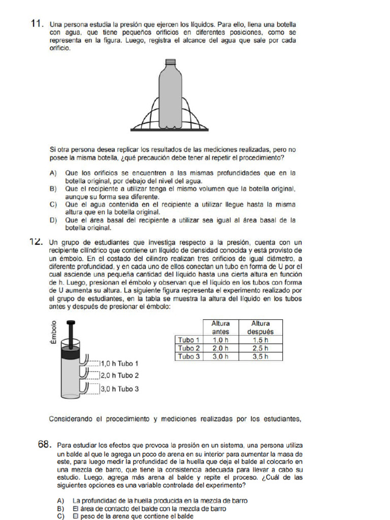 Preguntas PAES 2026 (Física Prueba) | PDF
