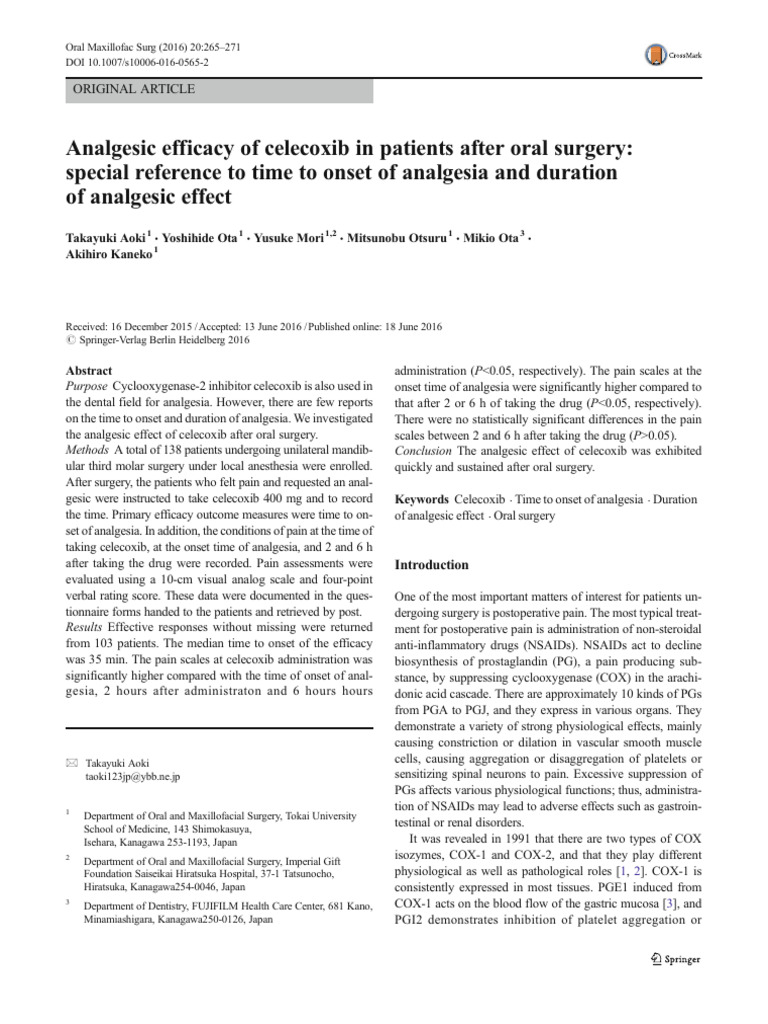 Celecoxib Efficacy Post Oral Surgery | PDF | Nonsteroidal Anti ...