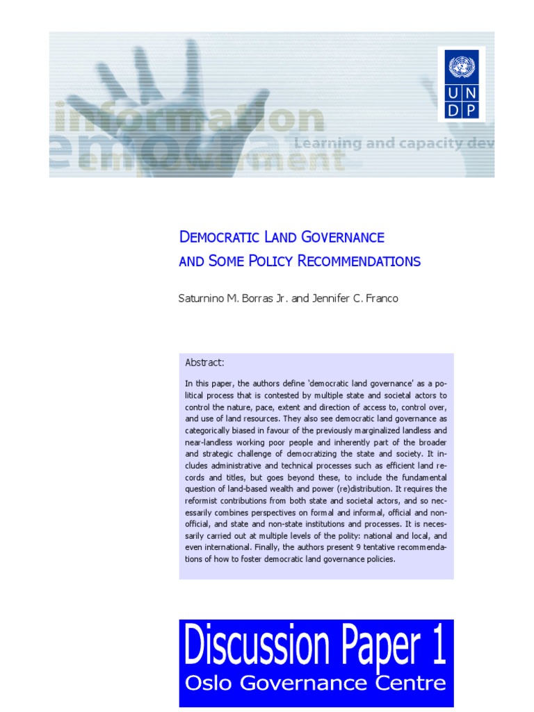 Democratic Land Governance Insights | PDF | Governance | Non ...