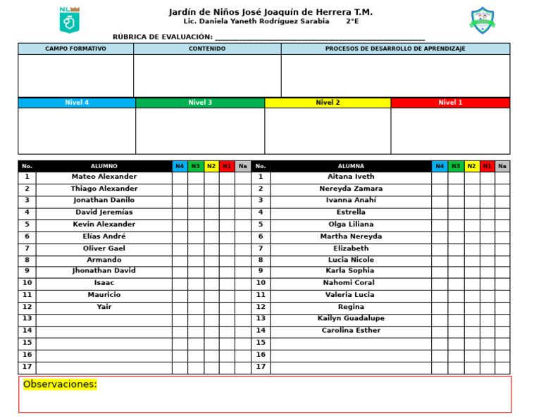 Evaluación de Aprendizaje en Jardín Infantil | PDF