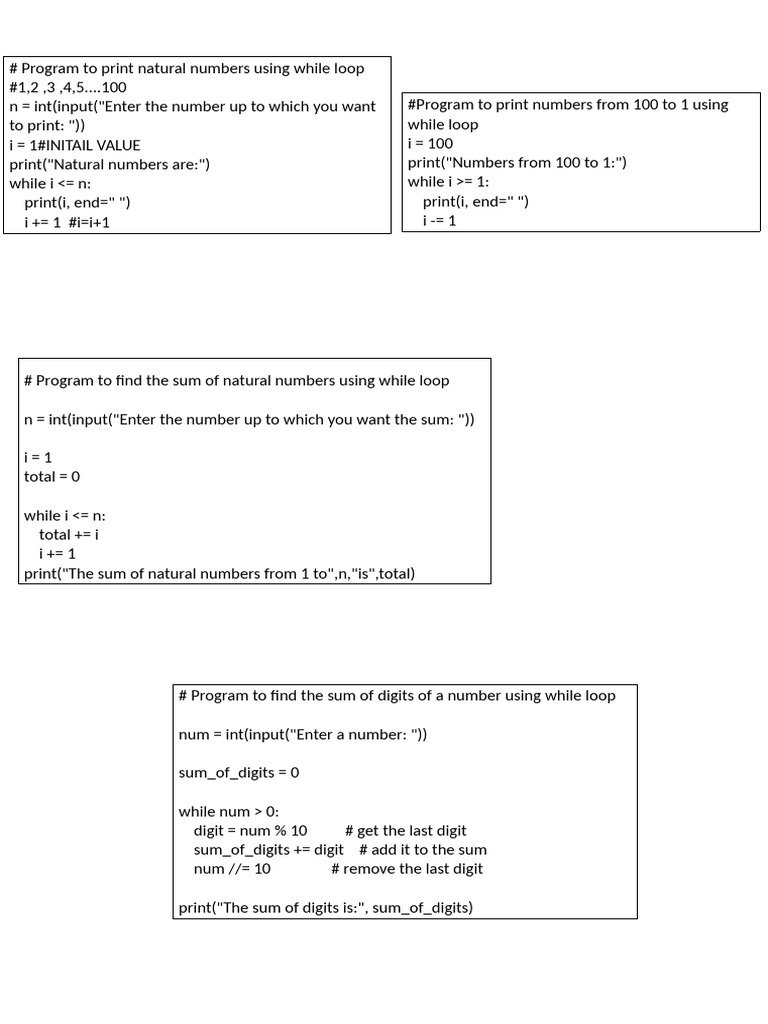 Natural Number Programs with While Loop | PDF