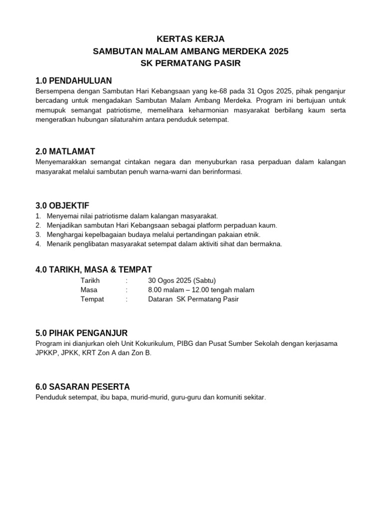 Kertas Kerja Ambang Merdeka 2025 | PDF