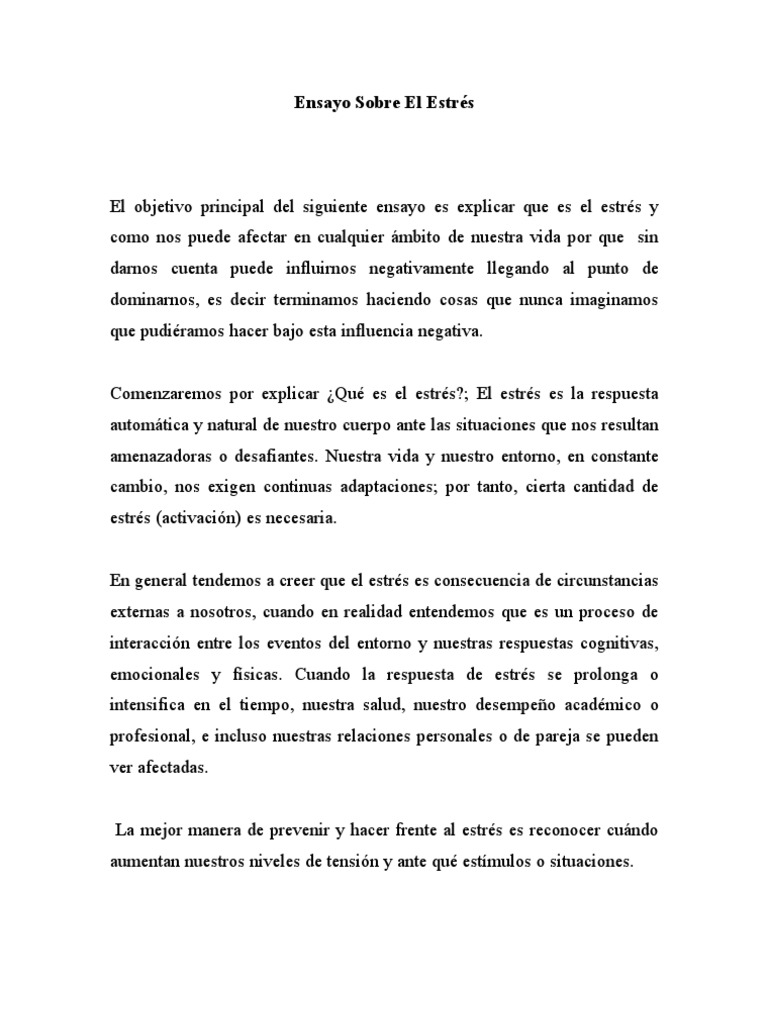 Ensayo Sobre El Estr s