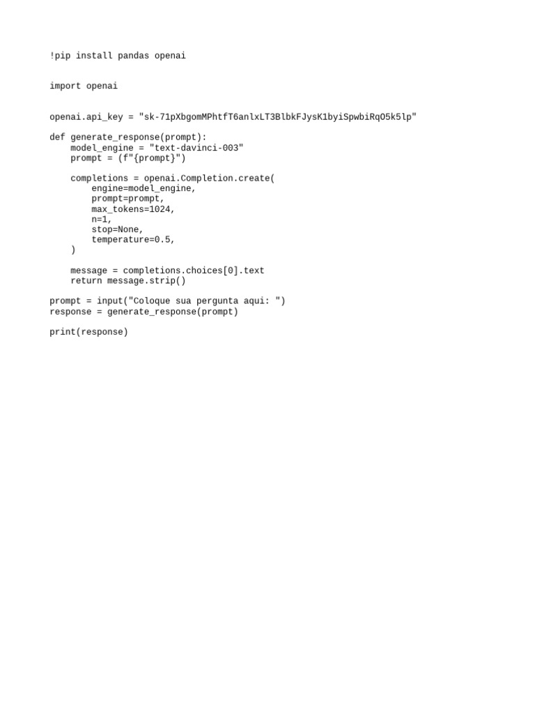 3.1 Integrar GPT Com Python - Codigo | PDF