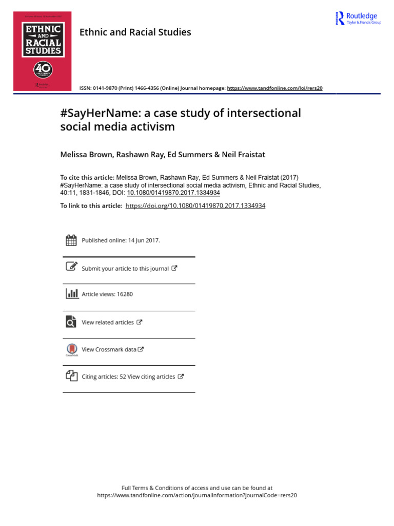 SayHerName a Case Study of Intersectional Social Media Activism | PDF ...
