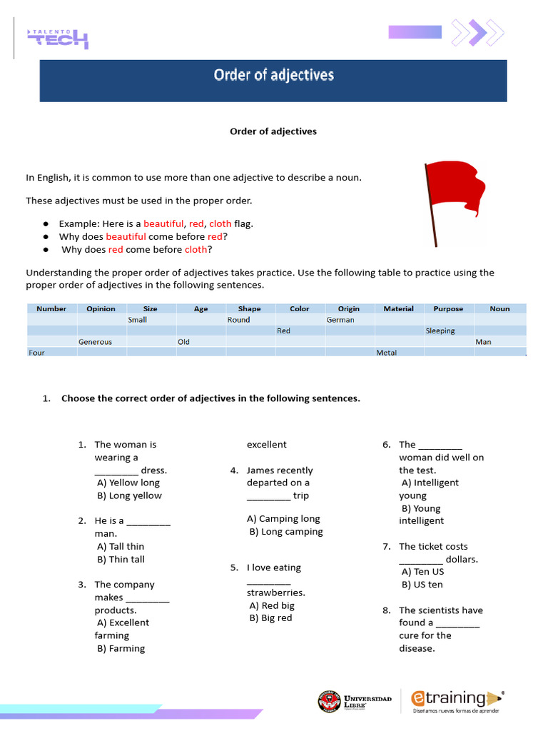 Order of Adjectives Explained | PDF | Adjective