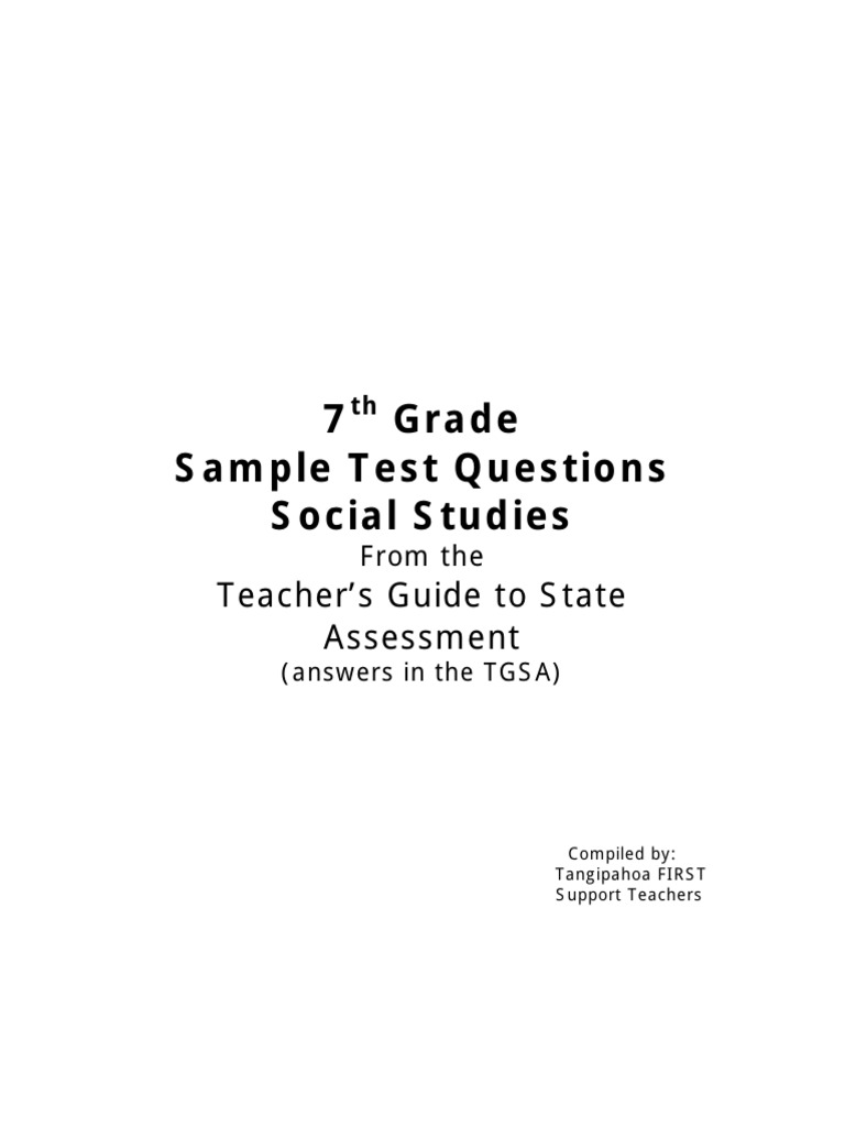 7th Grade Sample Test Questions - Social Studies | PDF