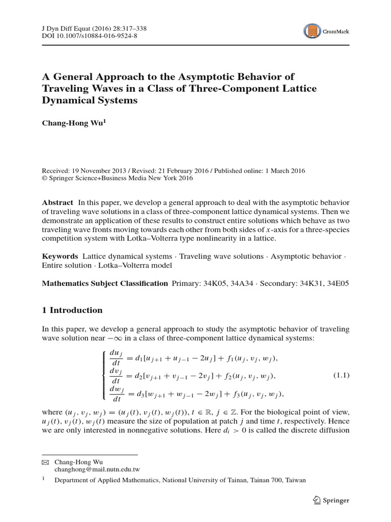 Asymptotic Behavior of Traveling Waves | PDF | Theorem | Mathematical ...