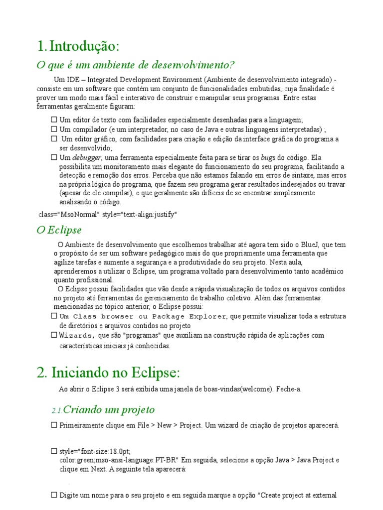 Introdução ao Eclipse IDE para Java | PDF | Java (linguagem de ...
