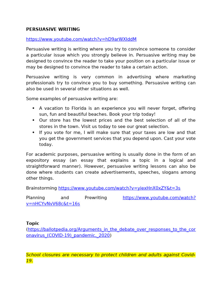 Persuasive Writing Techniques Explained | PDF