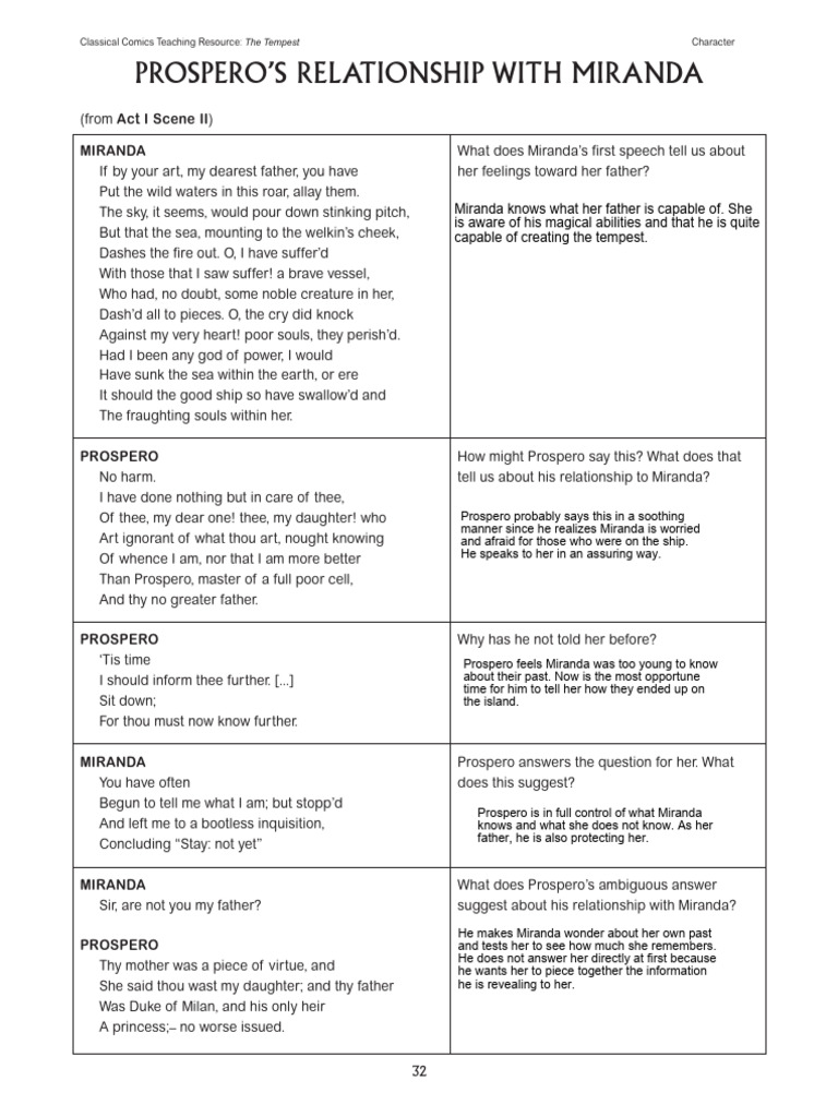 Prospero Miranda Relationship | PDF | The Tempest