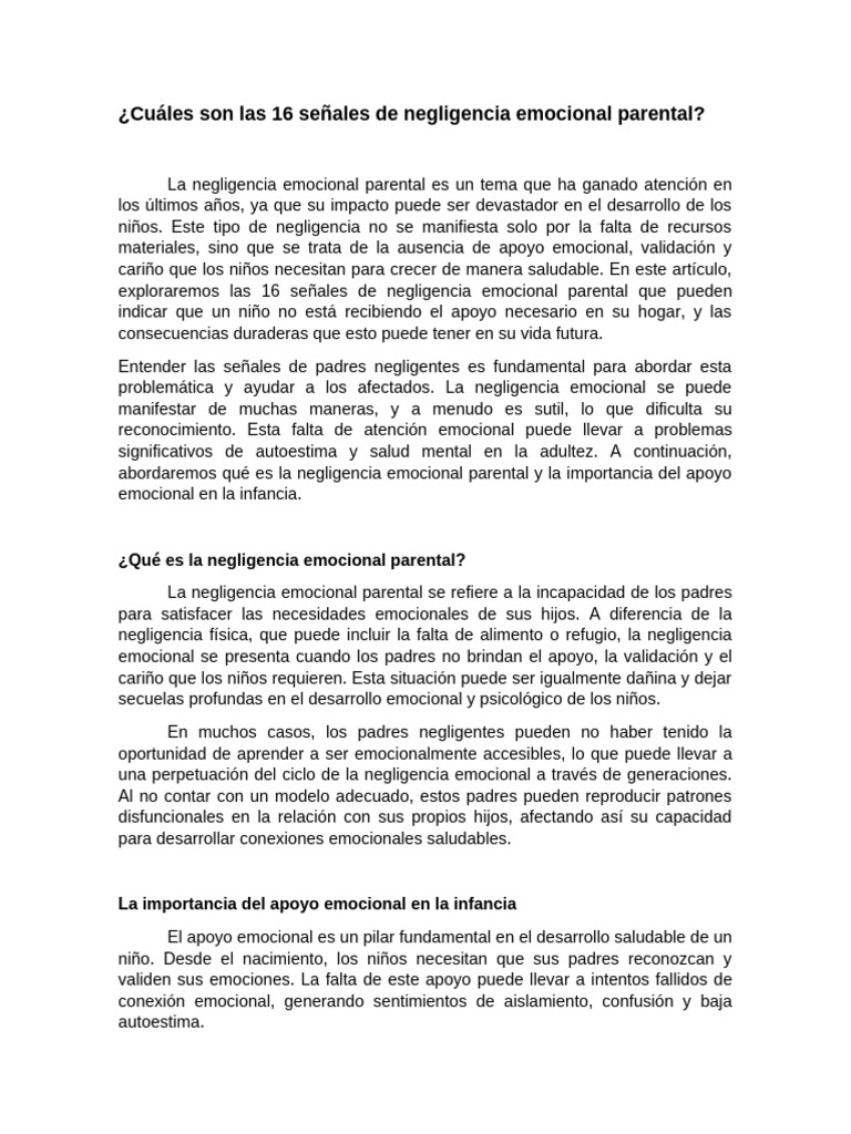 Terapia - Negligente Emocional | PDF | Las emociones | Adultos