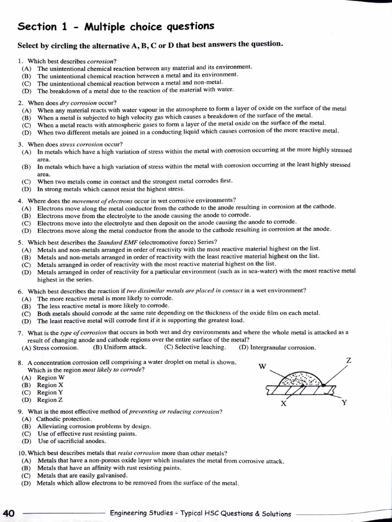 Corrosion Mechanisms and Prevention Quiz | PDF | Corrosion | Anode