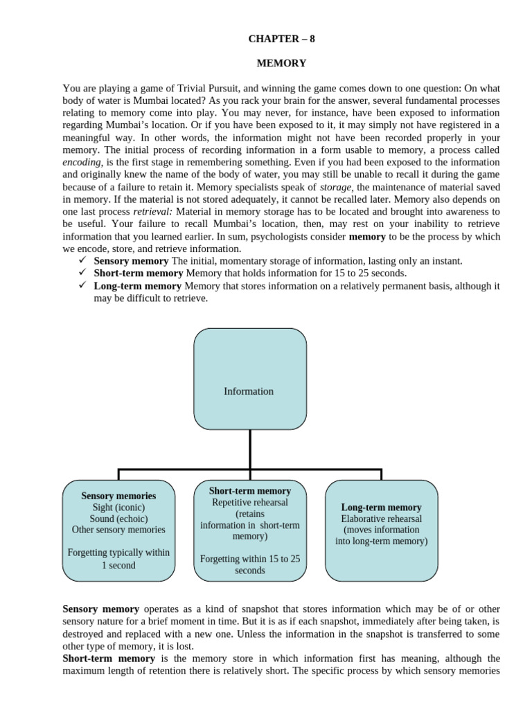 Chapter 8 Foundations of Psychology | PDF | Memory | Recall (Memory)