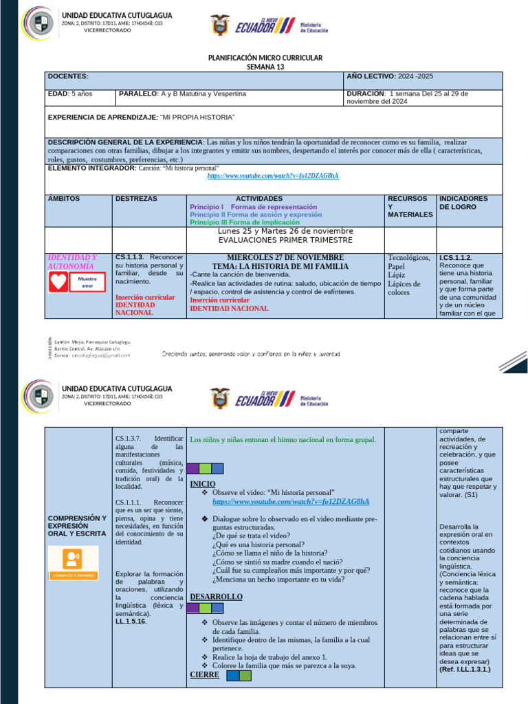 Planificación Preparatoria Semana 13 | PDF | Aprendizaje