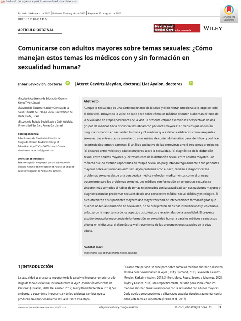 Médicos y sexualidad en adultos mayores | PDF | Vejez | Disfunción eréctil