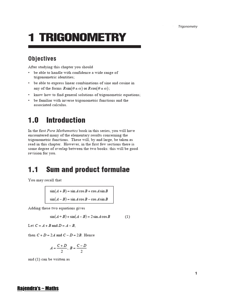Trigonometric Identities and Formulas | PDF | Trigonometric Functions ...
