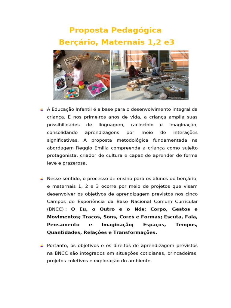 Proposta Pedagógica para Educação Infantil | PDF | Aprendizado | Pedagogia