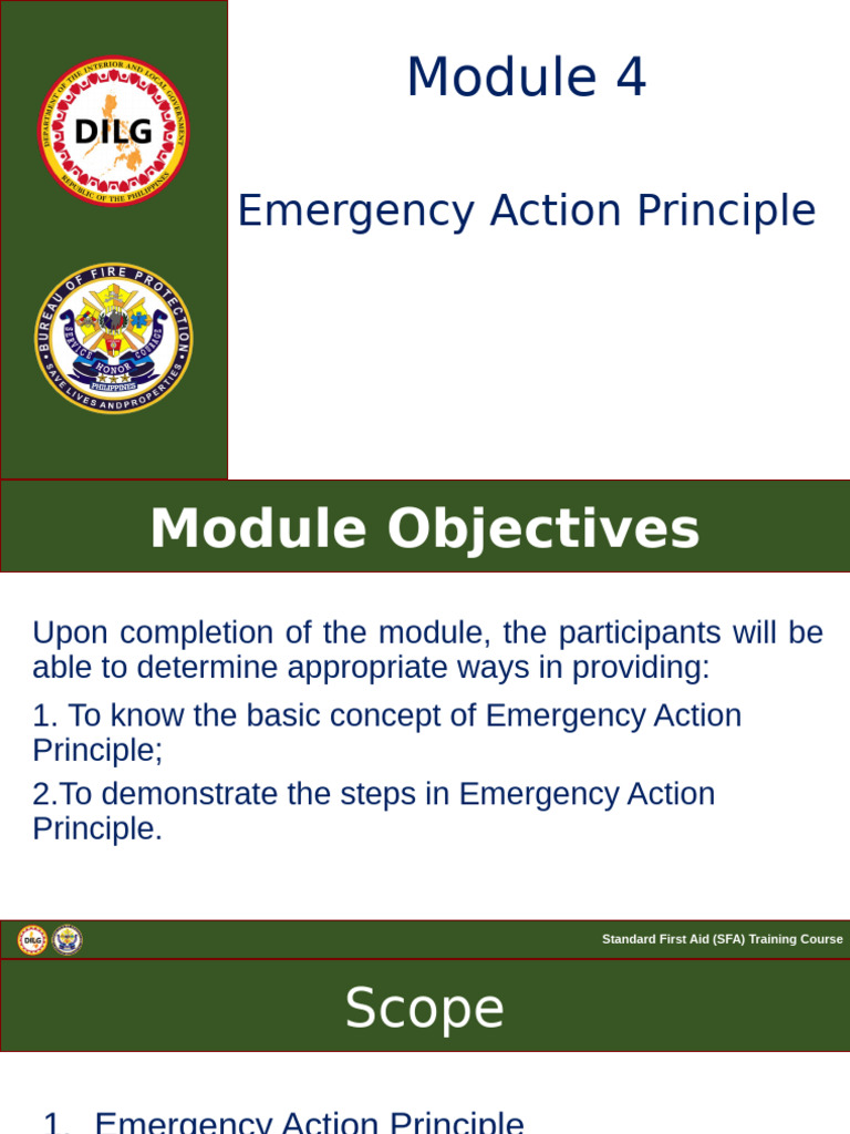 Module 4 Emergency Action Principle | PDF | First Aid | Emergency