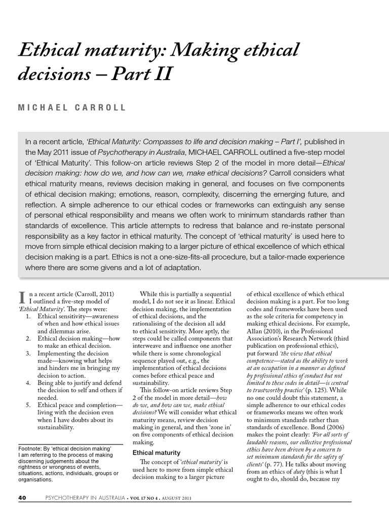 Ethical Decision Making in Psychotherapy | PDF | Decision Making | Emotions