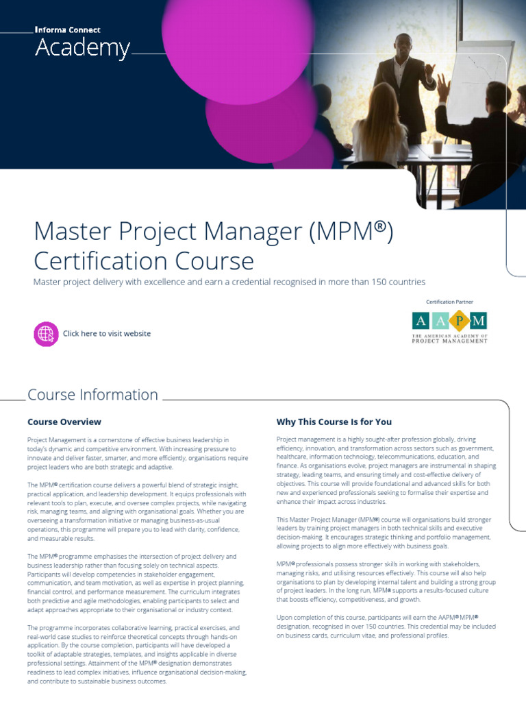 Master Project Manager Certification Course | PDF | Project Management ...