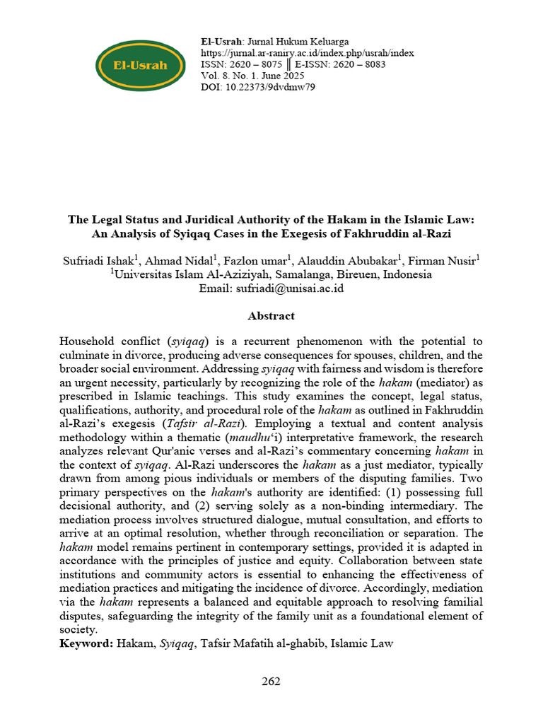 Hakam's Role in Islamic Family Law | PDF | Sharia | Domestic Violence