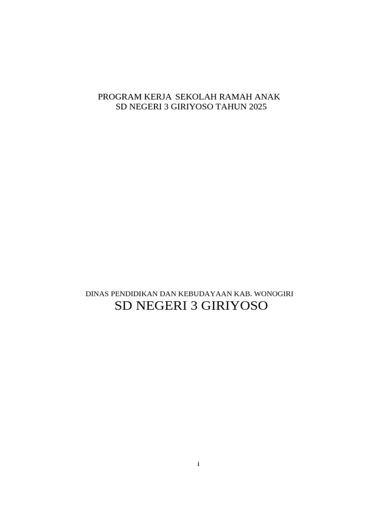 Program Kerja Sekolah Ramah Anak 2025 | PDF