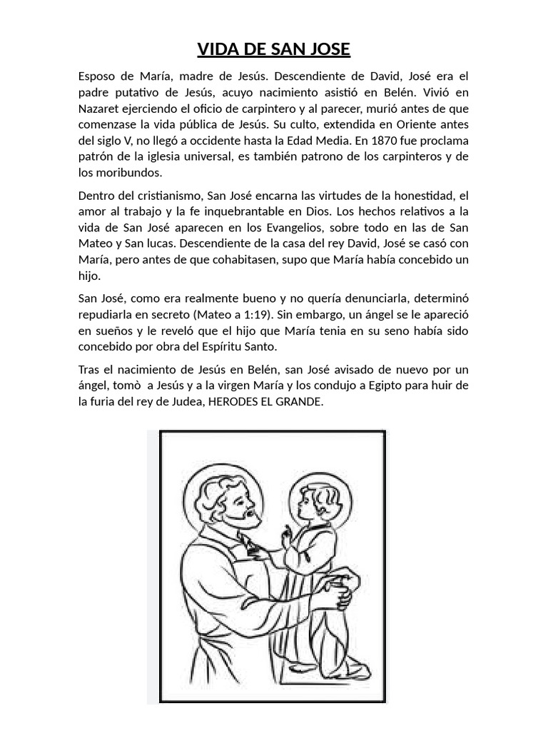 Lectura Vida de San Jose | PDF | San José | María, madre de Jesús