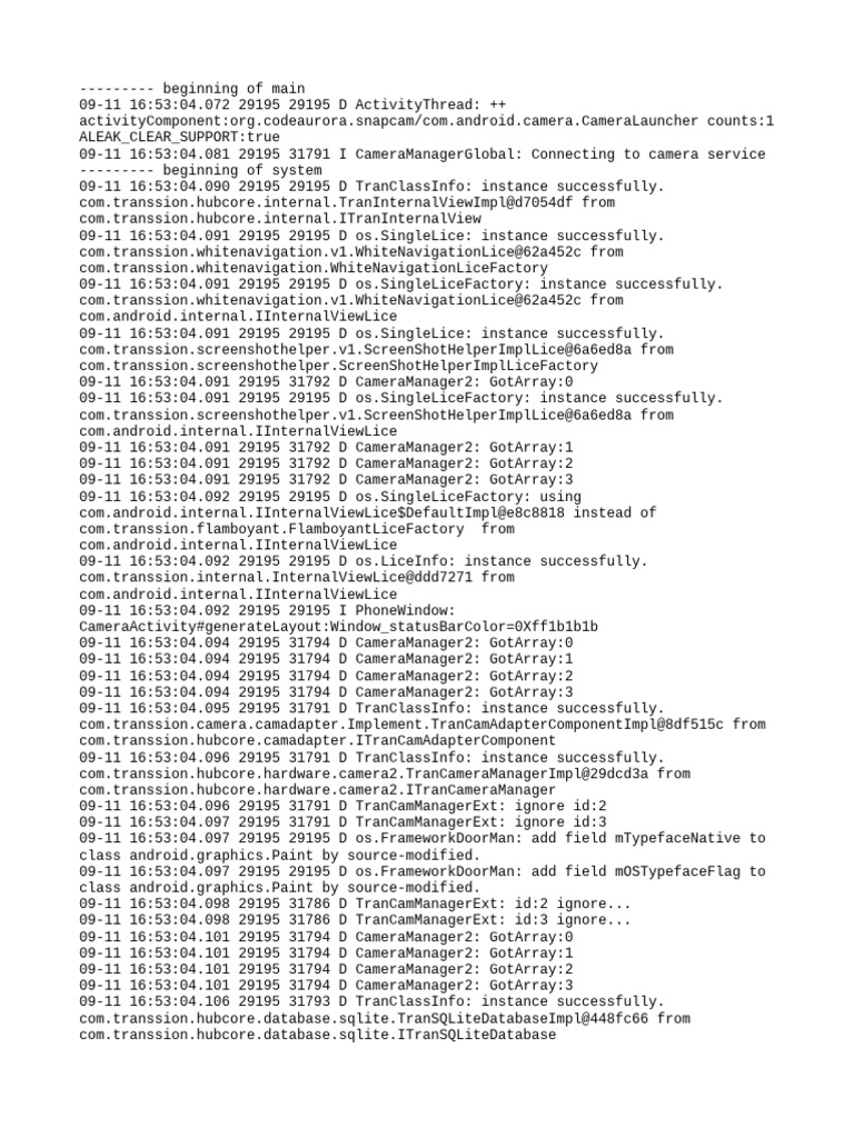 Camera Service Connection Log | PDF | Computing | Computer Engineering