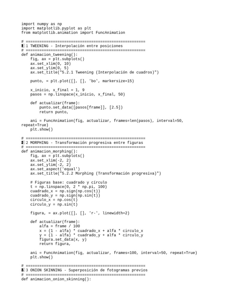 Animaciones 2D en Python: Ejemplos | PDF