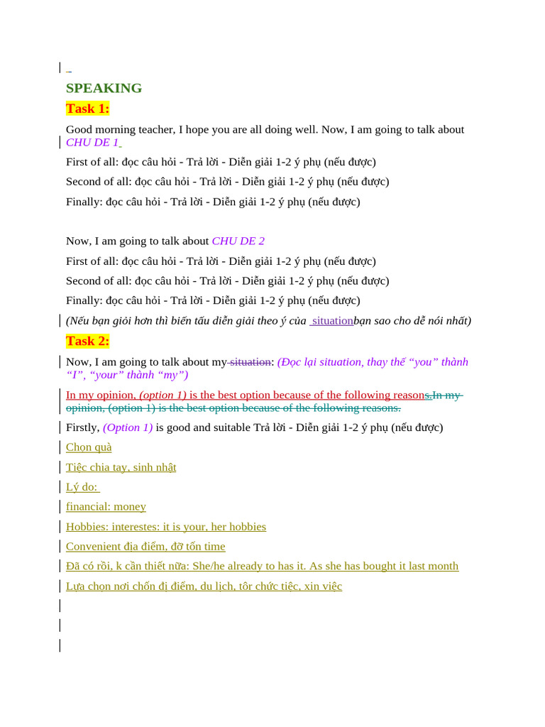 Template Speaking | PDF